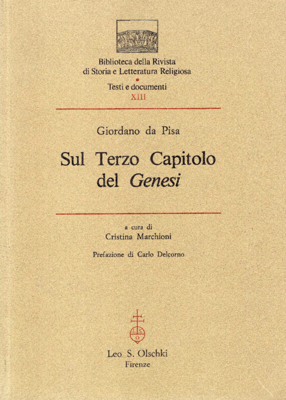 Sul terzo capitolo del Genesi. A cura di Cristina Marchioni. Prefazione di Carlo Delcorno