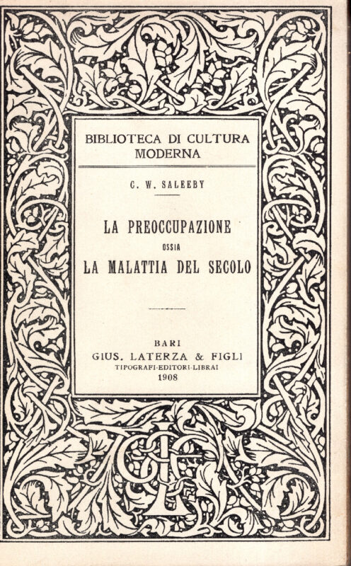 La preoccupazione ossia la malattia del secolo