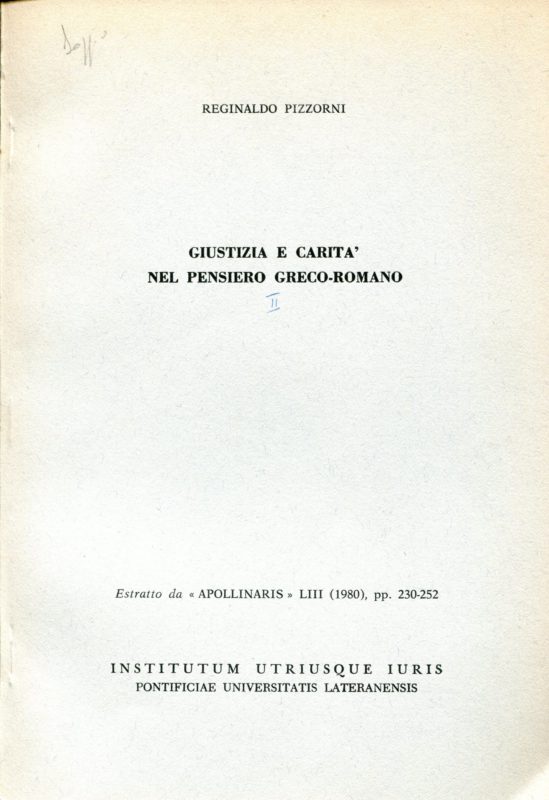 Giustizia e carità nel pensiero greco-romano. Estratto