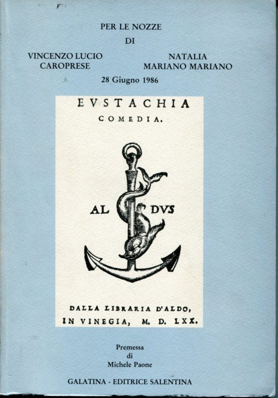 Per le nozze di Vincenzo Lucio Caroprese Natalia Mariano Mariano : 28 giugno 1986