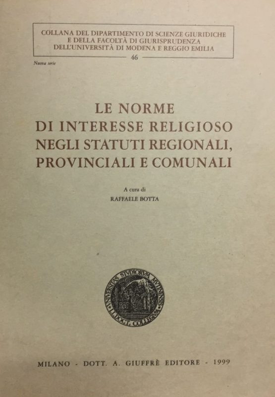 Le norme di interesse religioso negli statuti regionali, provinciali e comunali
