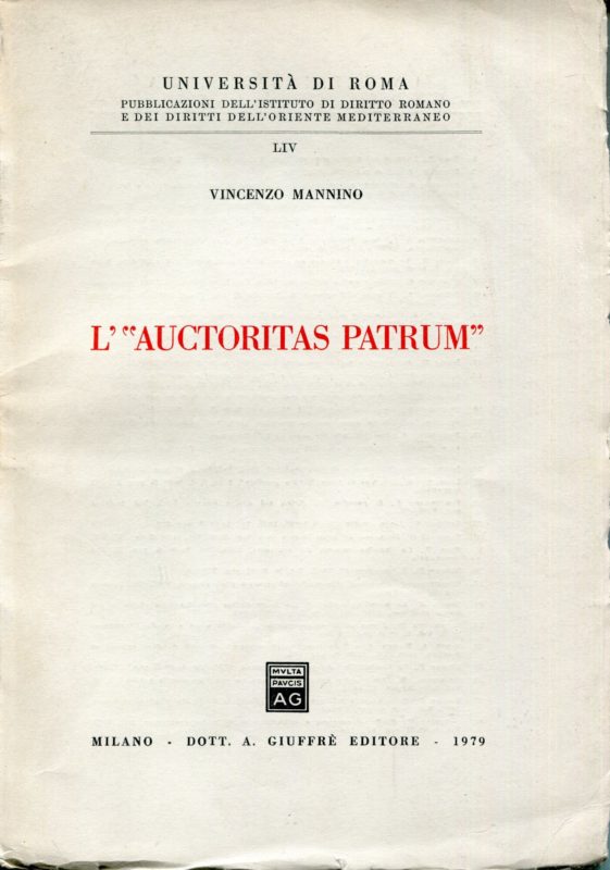 L'auctoritas patrum