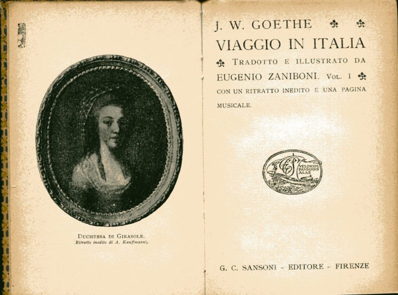 Viaggio in Italia. Tradotto e illustrato da Eugenio Zaniboni. Volume 1, con un ritratto inedito e una pagina musicale. Volume 2, con due disegni inediti. Volume 3,  con un ritratto e due disegni