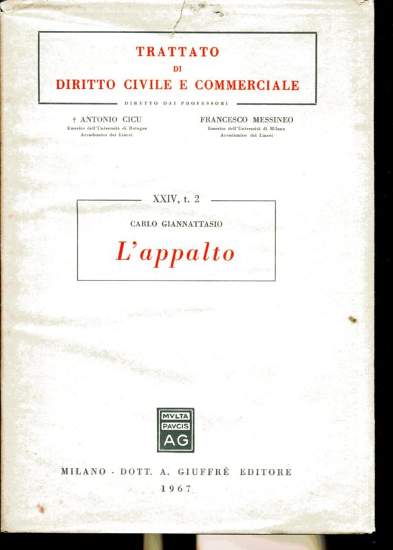 L'APPALTO. Volume XXIV, t.2 del TRATTATO DI DIRITTO CIVILE E COMMERCIALE