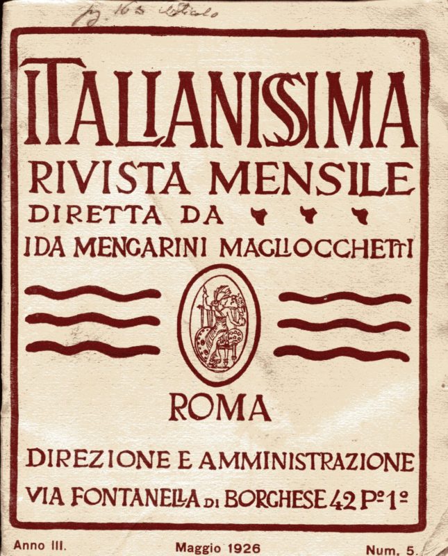 Italianissima. Rivista mensile diretta da Ida Mengarini Magliocchetti. Anno III n. 5