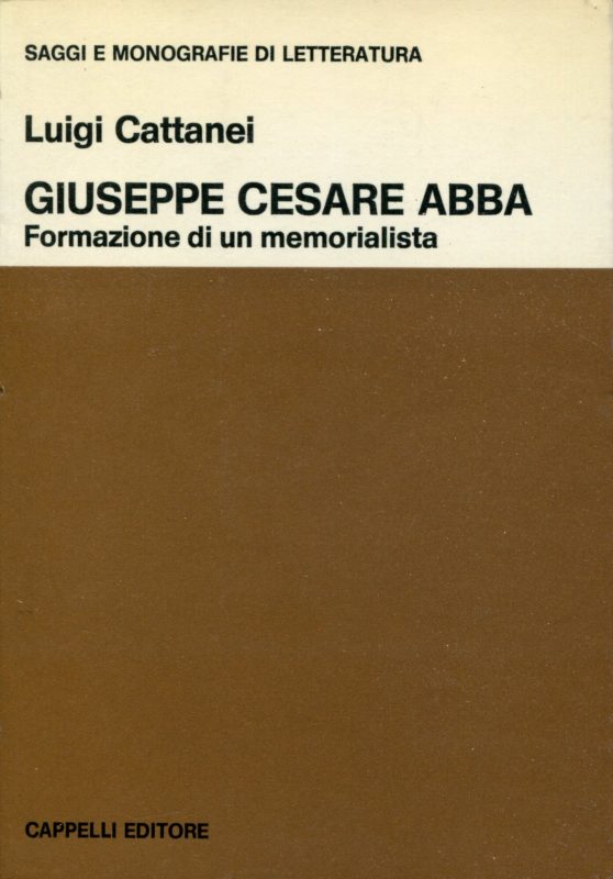 G. C. Abba : formazione di un memorialista
