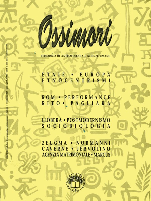 Ossimori. Periodico di Antropologia e Scienze Umane. Numero 4, I semestre 1994