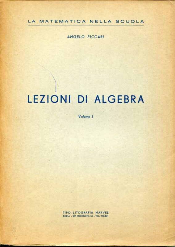Lezioni di algebra. Volume 1. Litografato.