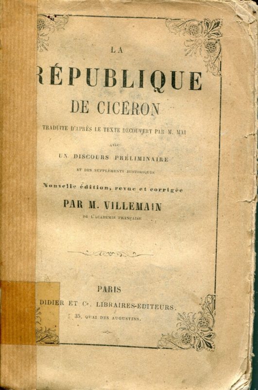 traduite d'apres le texte decouvert par M. Mai ; avec un discours preliminaire et des supplements historiques