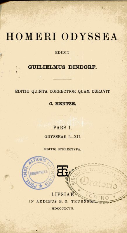 Homeri Odyssea. Pars I. Odysseae I-XII. Pars II. Odysseae XIII-XXIV. Edidit Guilielmus Dindorf. Editio quinta correctior quam curavit C. Hentze.