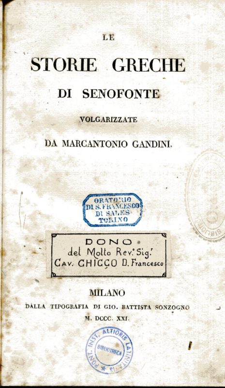 Le Storie Greche volgarizzate da Marcantonio Gandini