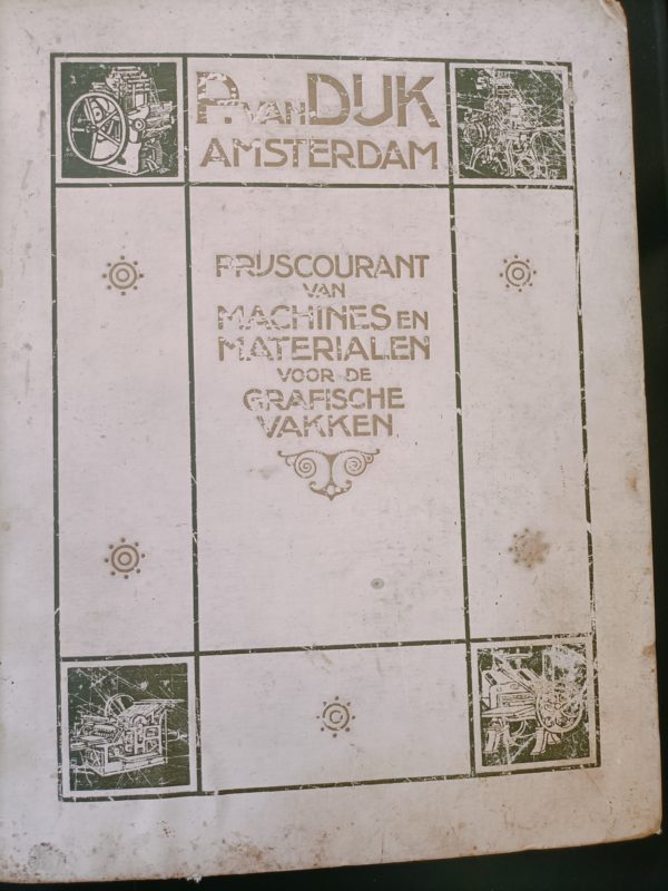 Prijscourant van Machines en Materialenvoor de Grafische Vakken. Warmoesstraat 155 Amsterdam