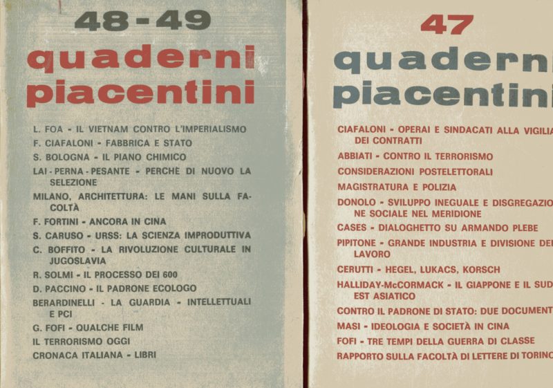 Quaderni piacentini. Periodico bimestrale. Anno XI, n. 47, Anno XII n. 48-49