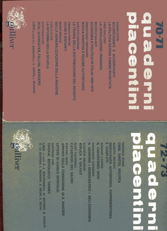 Quaderni piacentini. Periodico bimestrale. Anno XVIII, n. 70-71 72-73