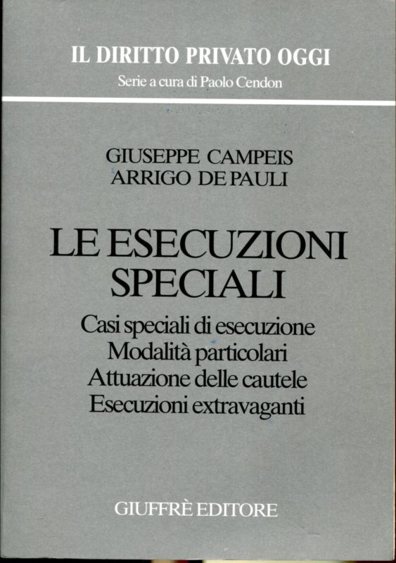 Le esecuzioni speciali. Casi speciali di esecuzione. Modalit?? particolari. Attuazione delle cautele. Esecuzioni extravaganti