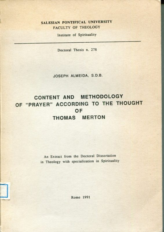 Content and methodology of prayer according to the thought of Thomas Merton