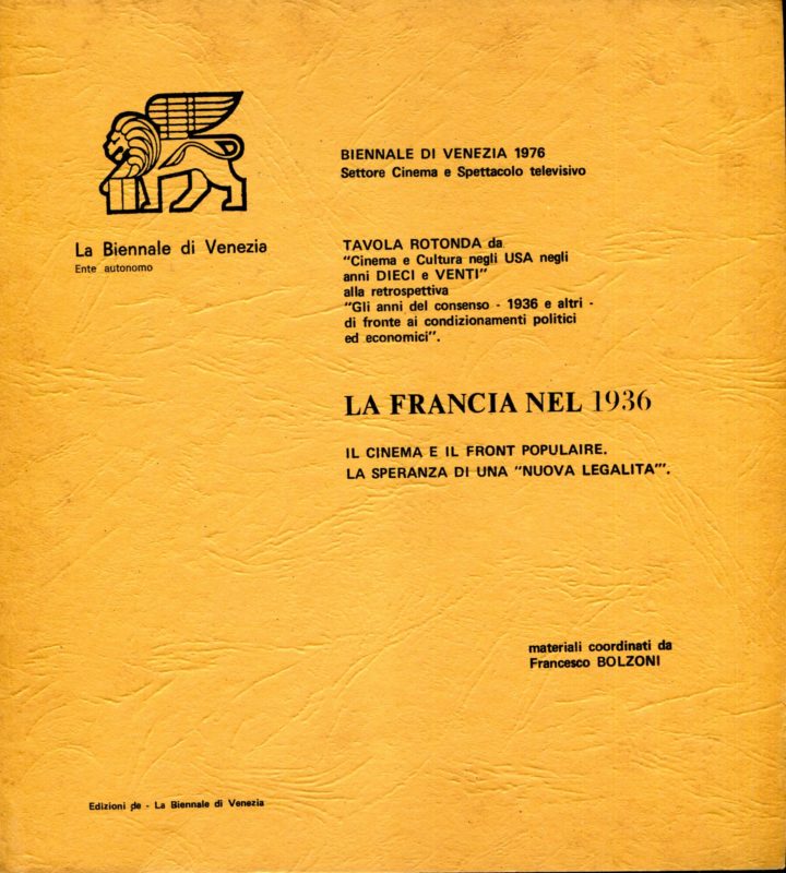 LA FRANCIA NEL 1936. IL CINEMA E IL FRONT POPULAIRE. LA SPERANZA DI UNA NUOVA LEGALITA'
