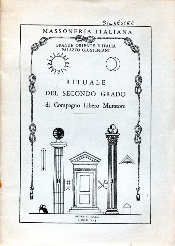 Rituale del secondo grado di compagno libero muratore. Grande Oriente d'Italia. Palazzo Giustiniani