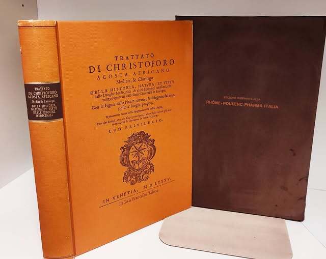 Trattato di Christoforo Acosta africano medico, & chirurgo della historia, natura, et virtu delle droghe medicinali, & altri semplici rarissimi, che vengono portati dalle Indie orientali in Europa .Riproduzione in 5000 esemplari numerati dell'edizione Venezia : presso Franceso Ziletti, 1585