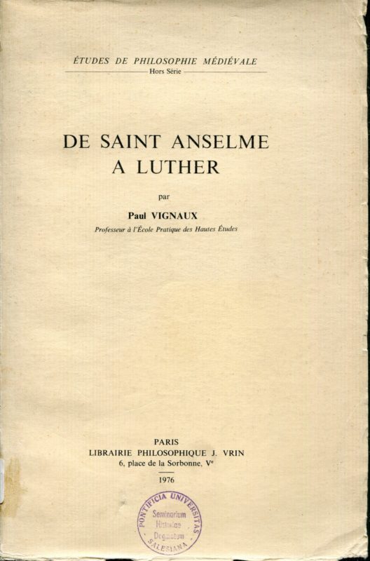 De saint Anselme ?? Luther