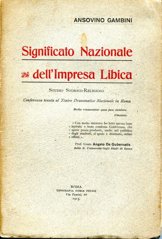 Significato nazionale dell'impresa libica : studio storico-religioso : [conferenza tenuta al Teatro drammatico nazionale in Roma]