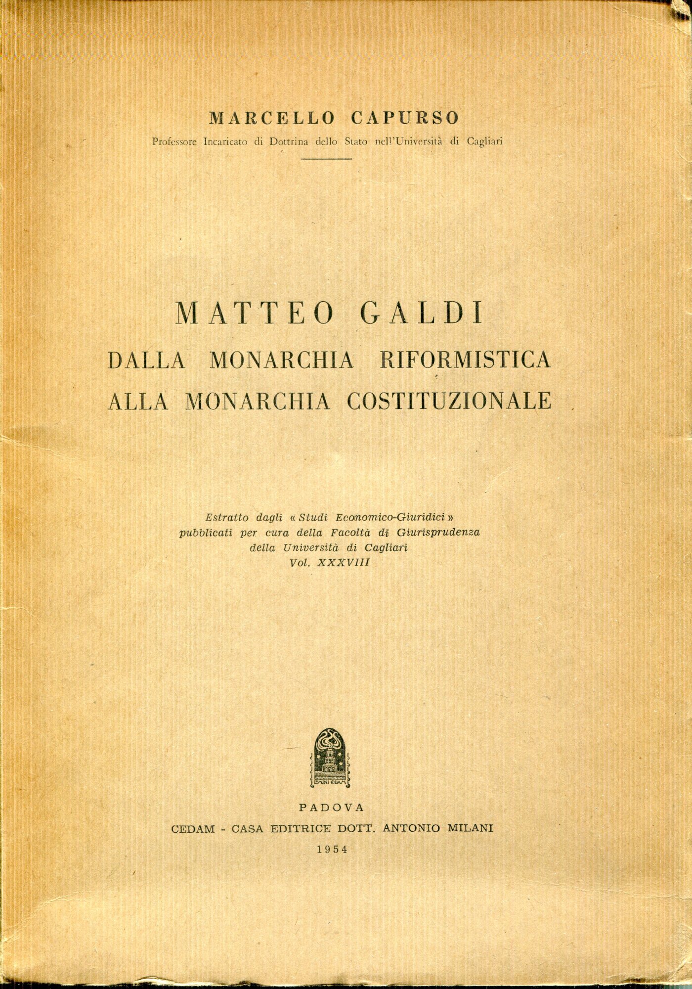 Matteo Galdi dalla monarchia riformistica alla monarchia costituzionale