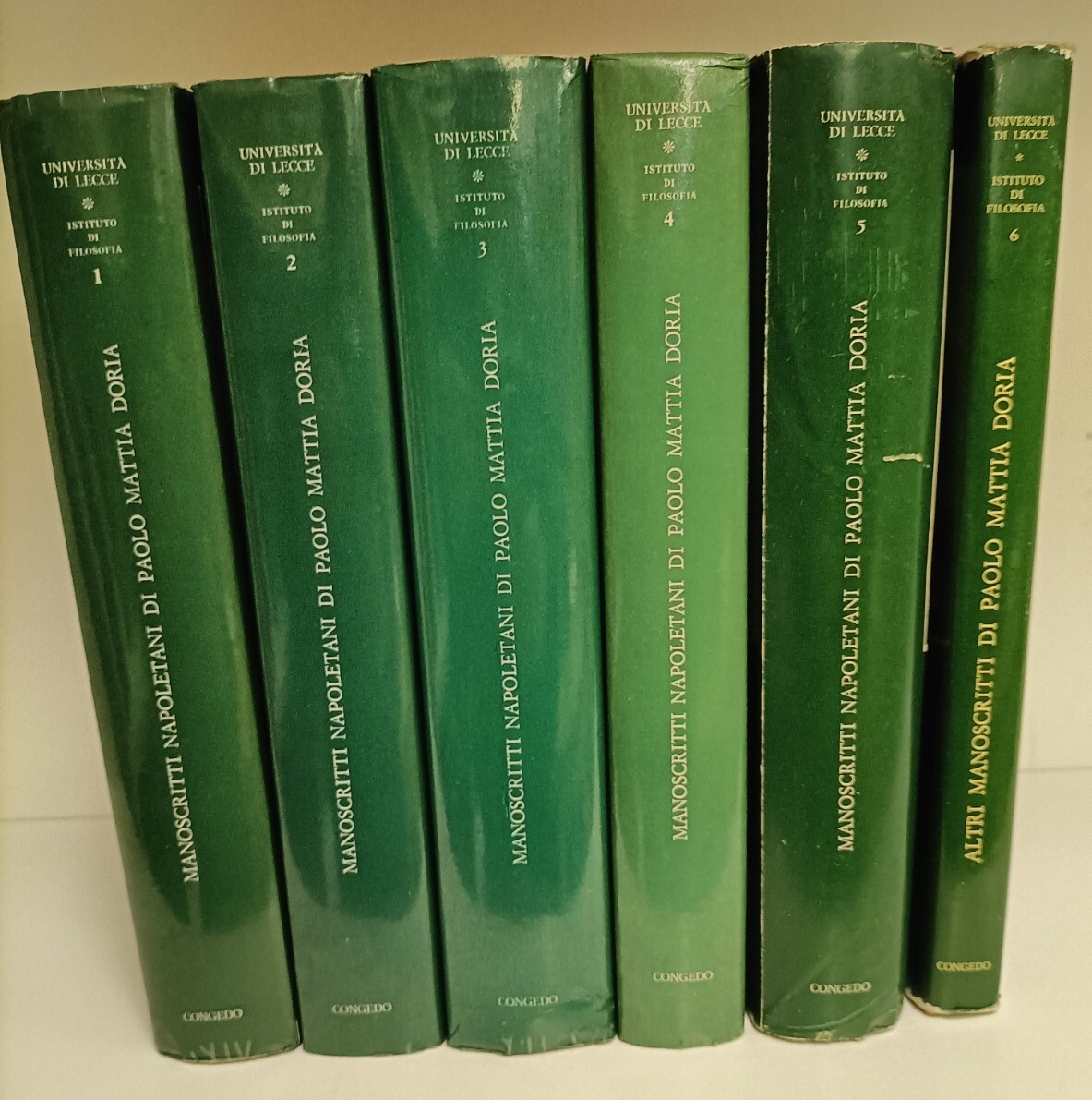 Manoscritti napoletani di Paolo Mattia Dori. Vol. 1, a cura di Giulia Belgioioso. Vol. 2, a cura di Marilena Marangio. Vol. 3, a cura di Adele Spedicati. Vol. 4, a cura di Pasquale De Fabrizio. Vol. 5, a cura di Marilena Marangio. Vol. 6, Altri manoscritti di Paolo Mattia Doria a cura di Adele Spedicati