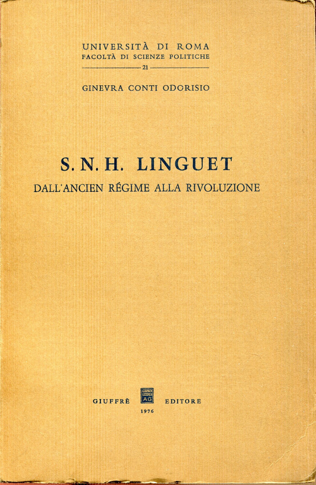 S. N. H. Linguet : dall'ancient regime alla rivoluzione