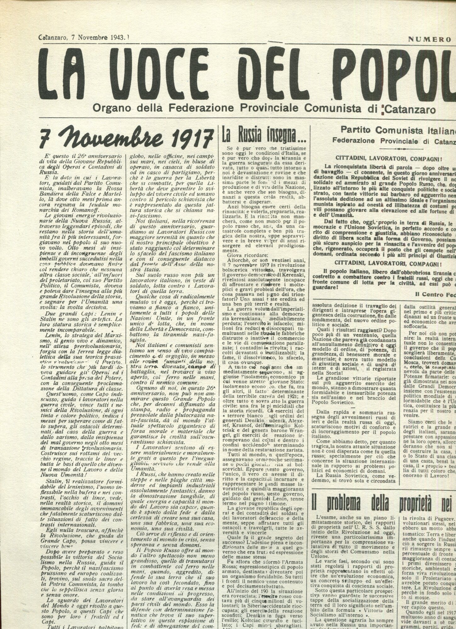 La voce del popolo Organo dei lavoratori calabresi, Catanzaro 1943-48, con presentazione di Franco della Peruta e introduzione di Enzo Ciconte