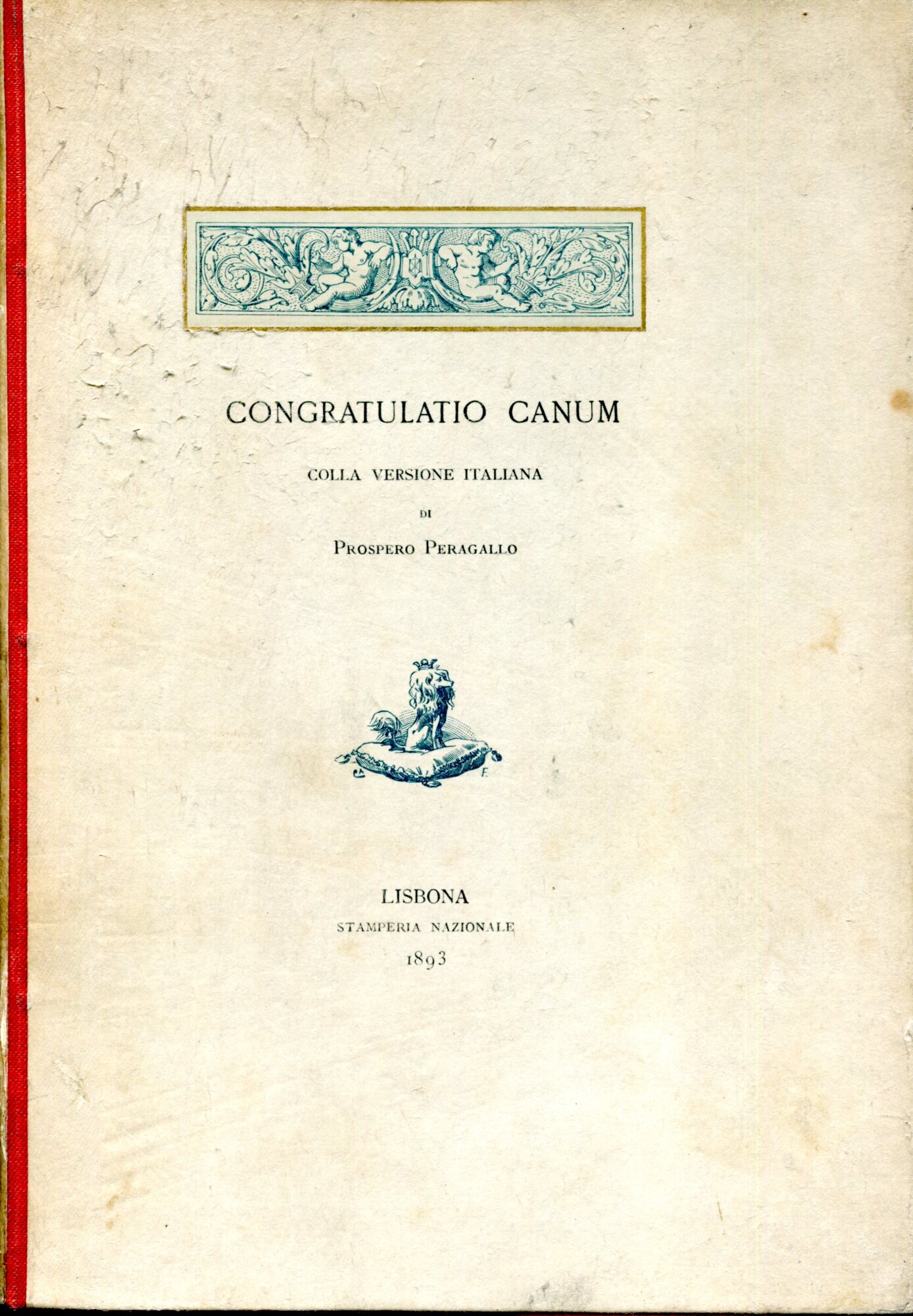 CONGRATULATIO CANUM colla versione italiana di Prospero Peragallo