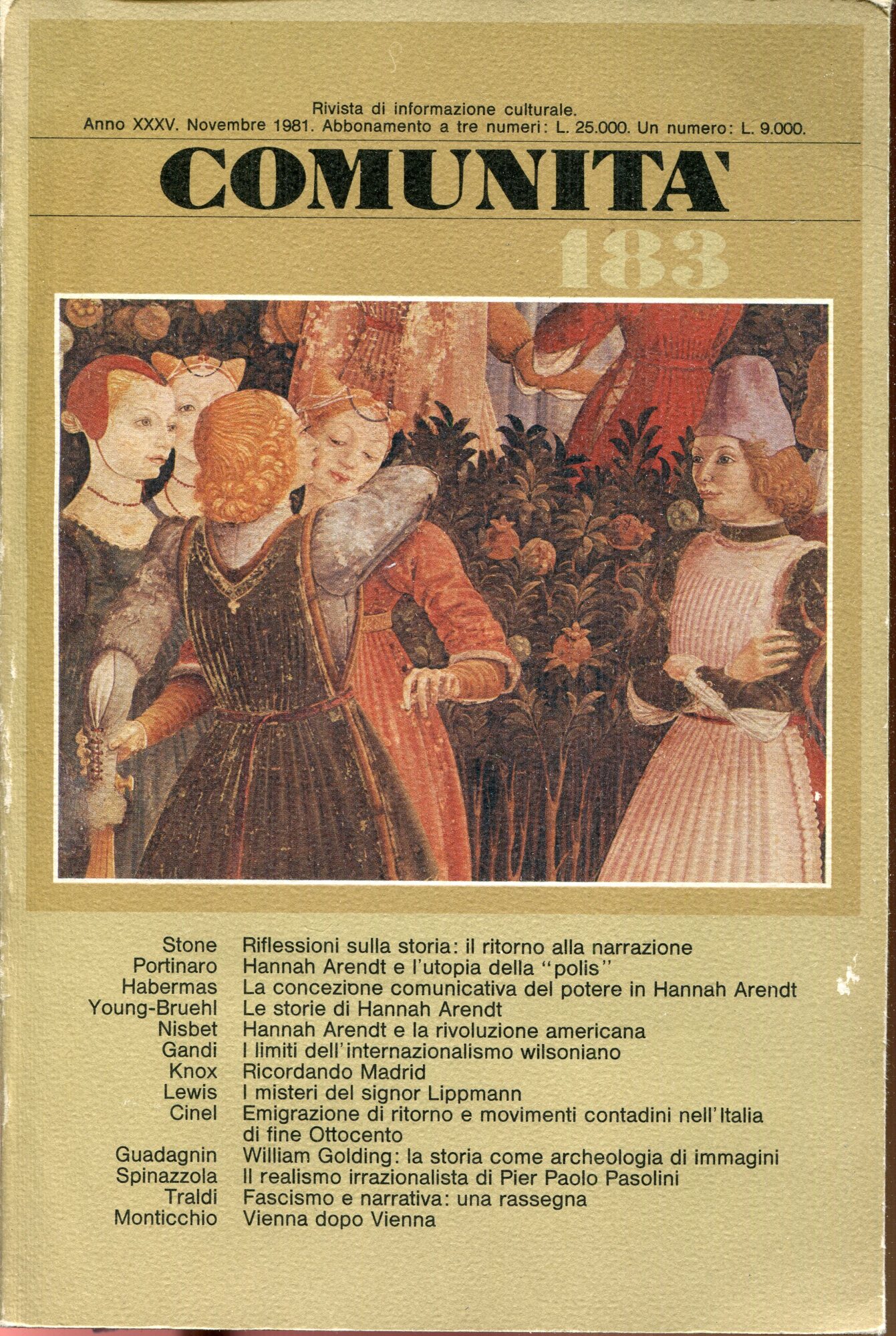Comunit?? : rivista di informazione culturale, anno 35, n.183 , novembre 1981