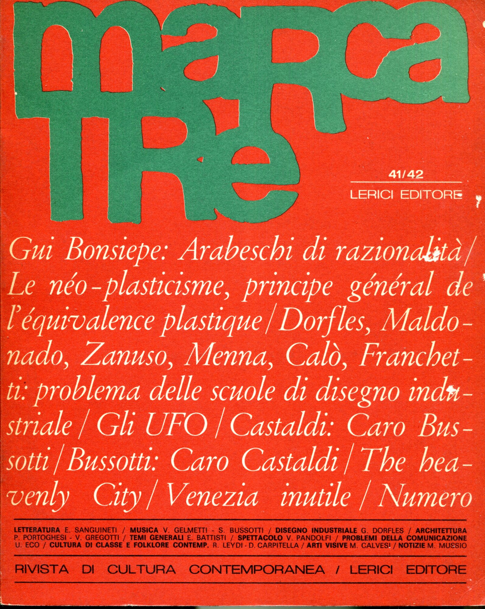Marca tre: rivista di cultura contemporane nn. 41/42. Numero doppio1968
