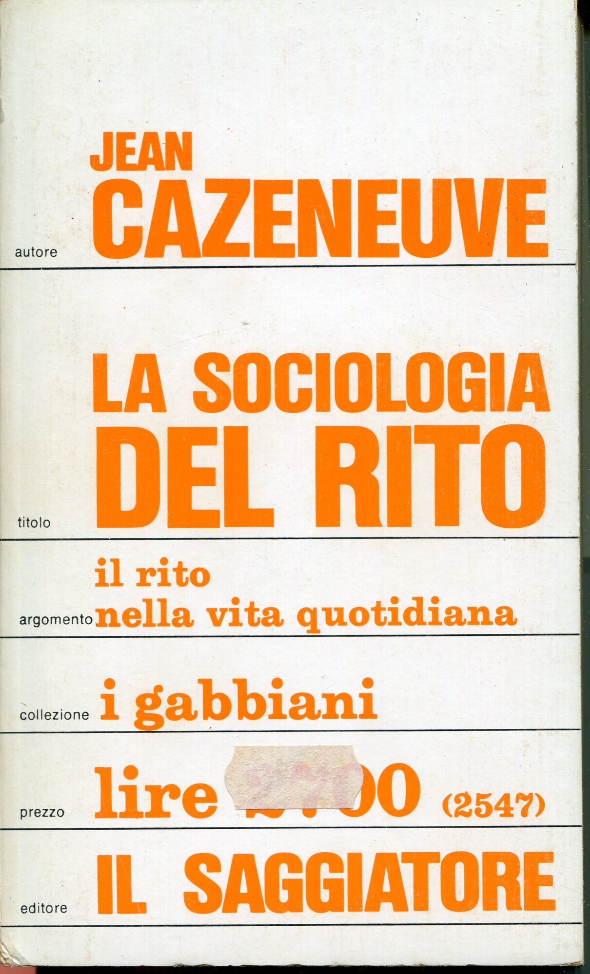 La sociologia del rito
