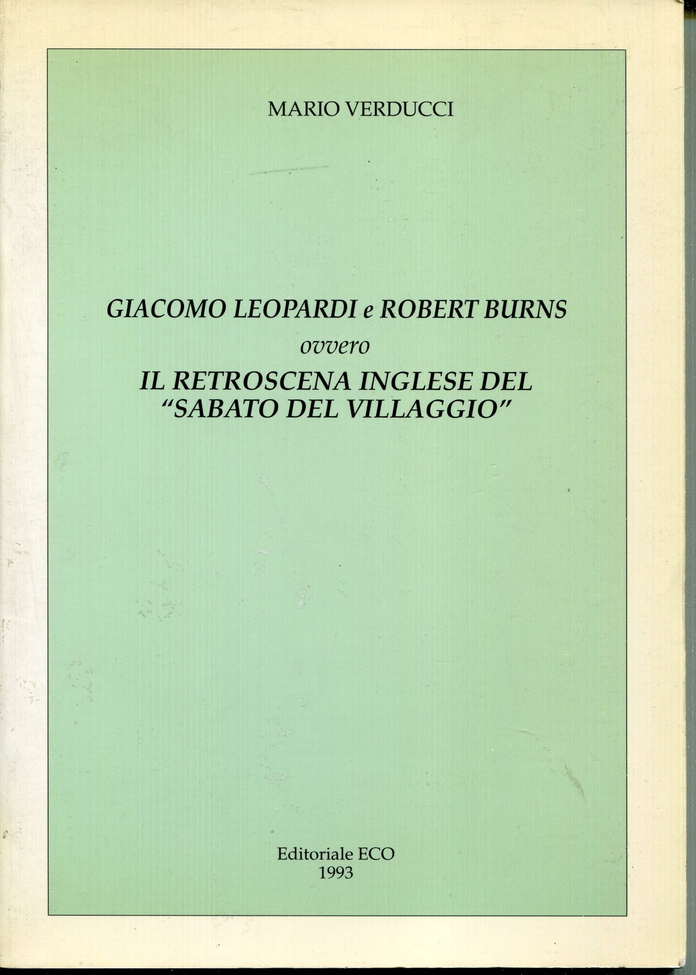 Giacomo Leopardi e Robert Burns, ovvero Il retroscena inglese del Sabato del villaggio