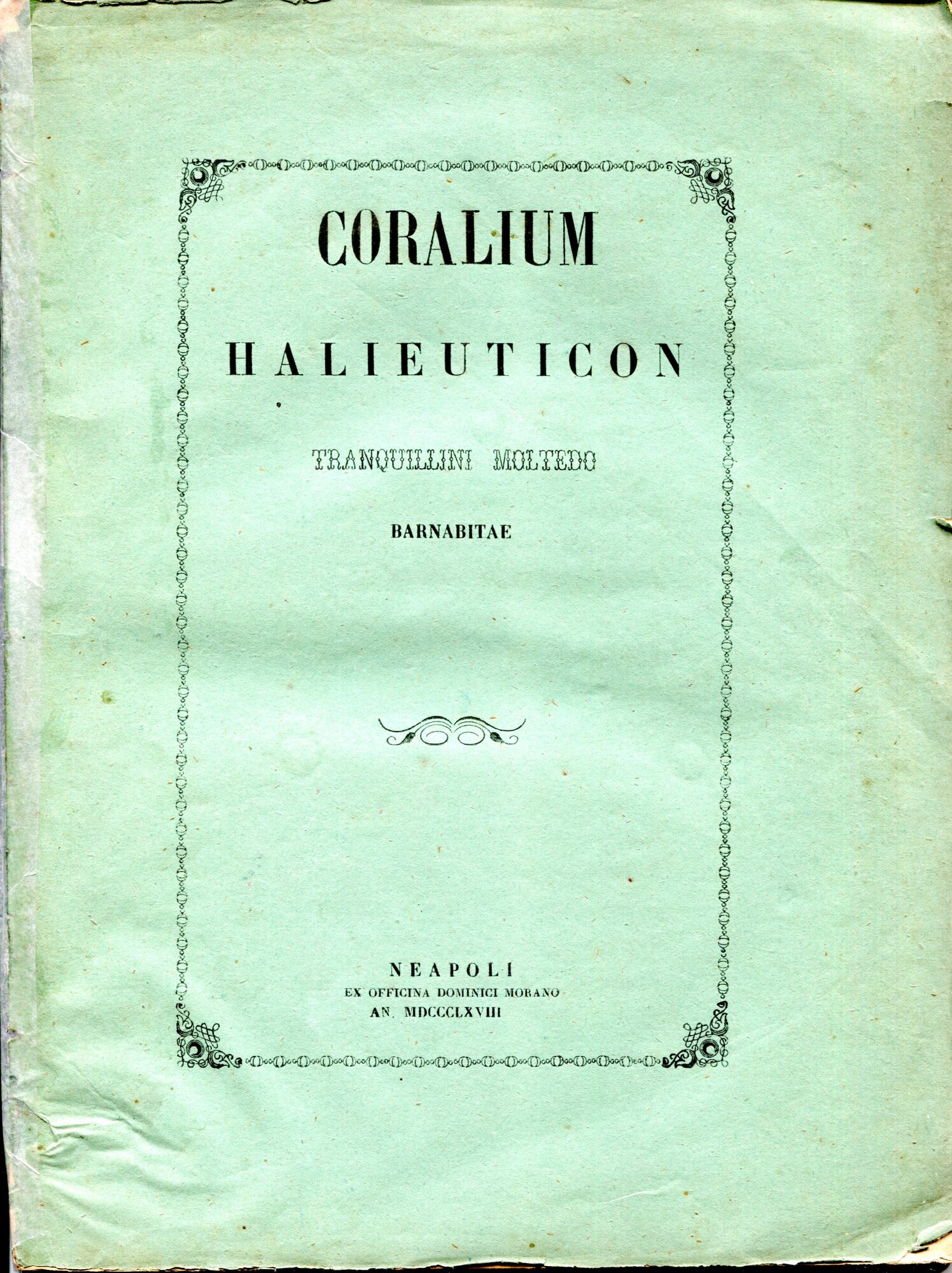 Coralium Halieuticon Tranquillini Moltedo Barnabita