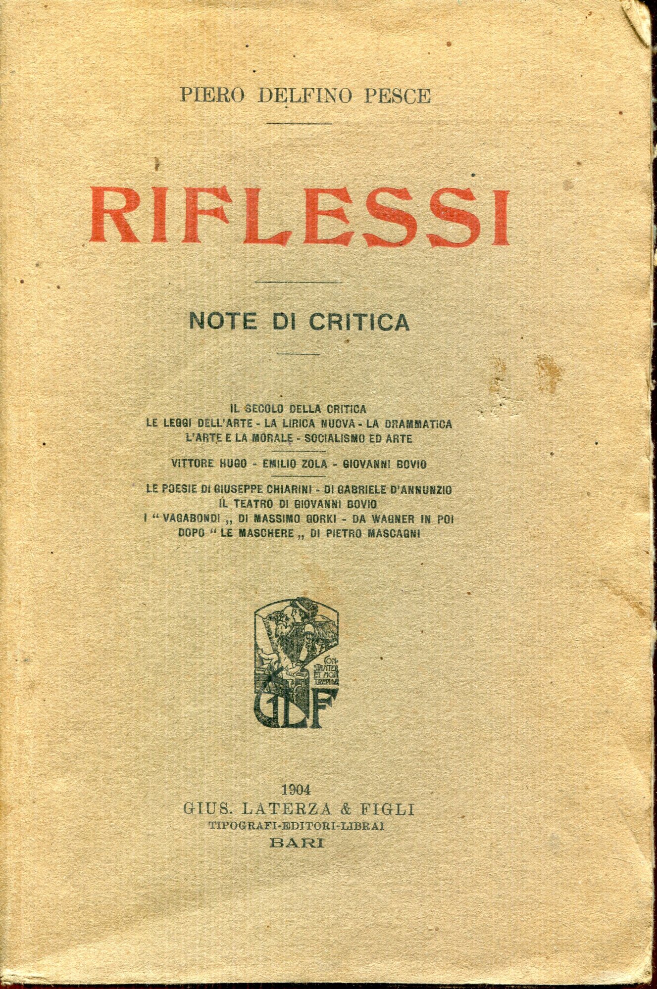 Riflessi : note di critica : il secolo della critica, le leggi dell'arte, la lirica nuova..