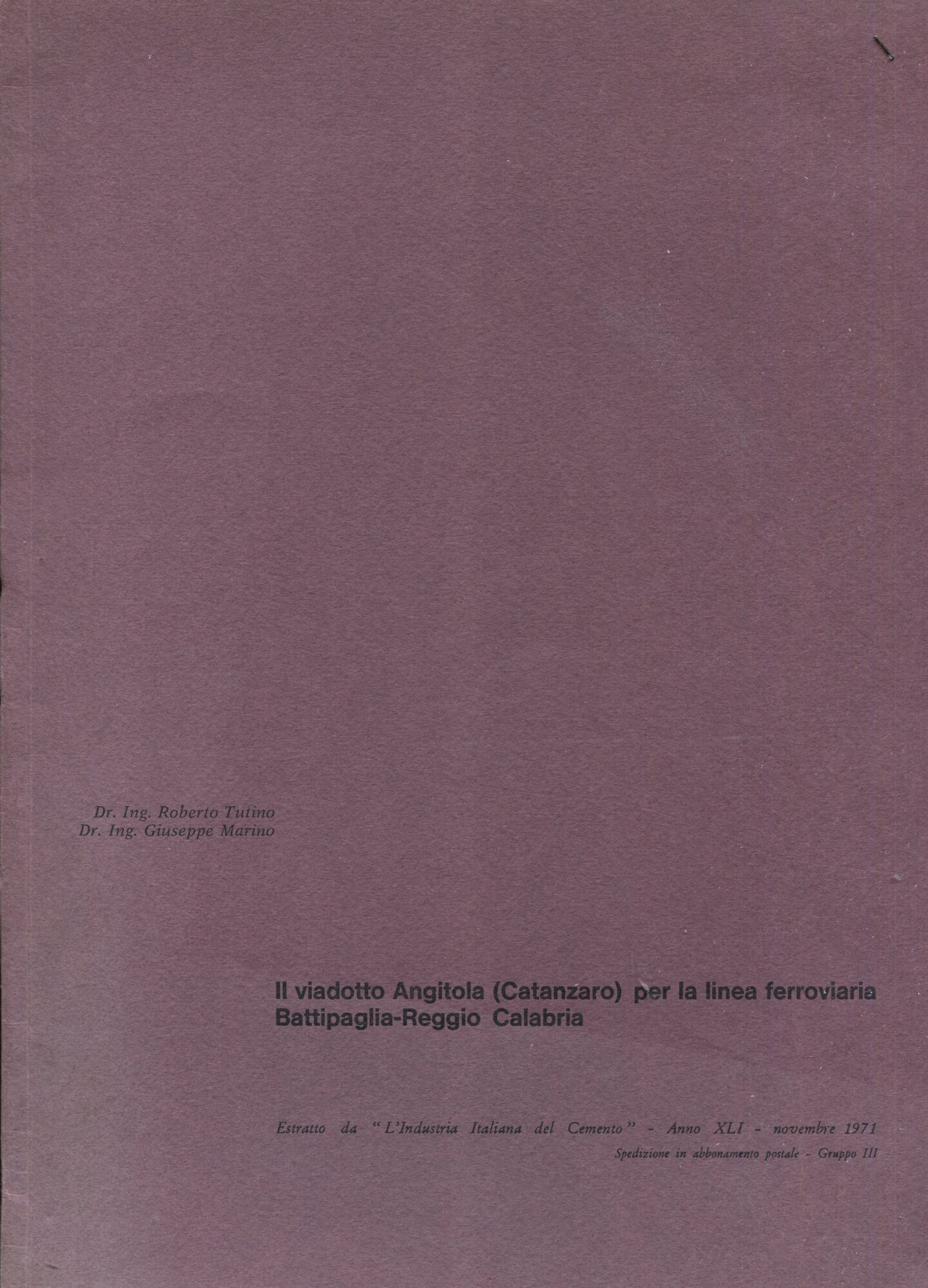 Il viadotto Angitola (Catanzaro) per la linea ferroviaria Battipaglia-Reggio Calabria. Estratto